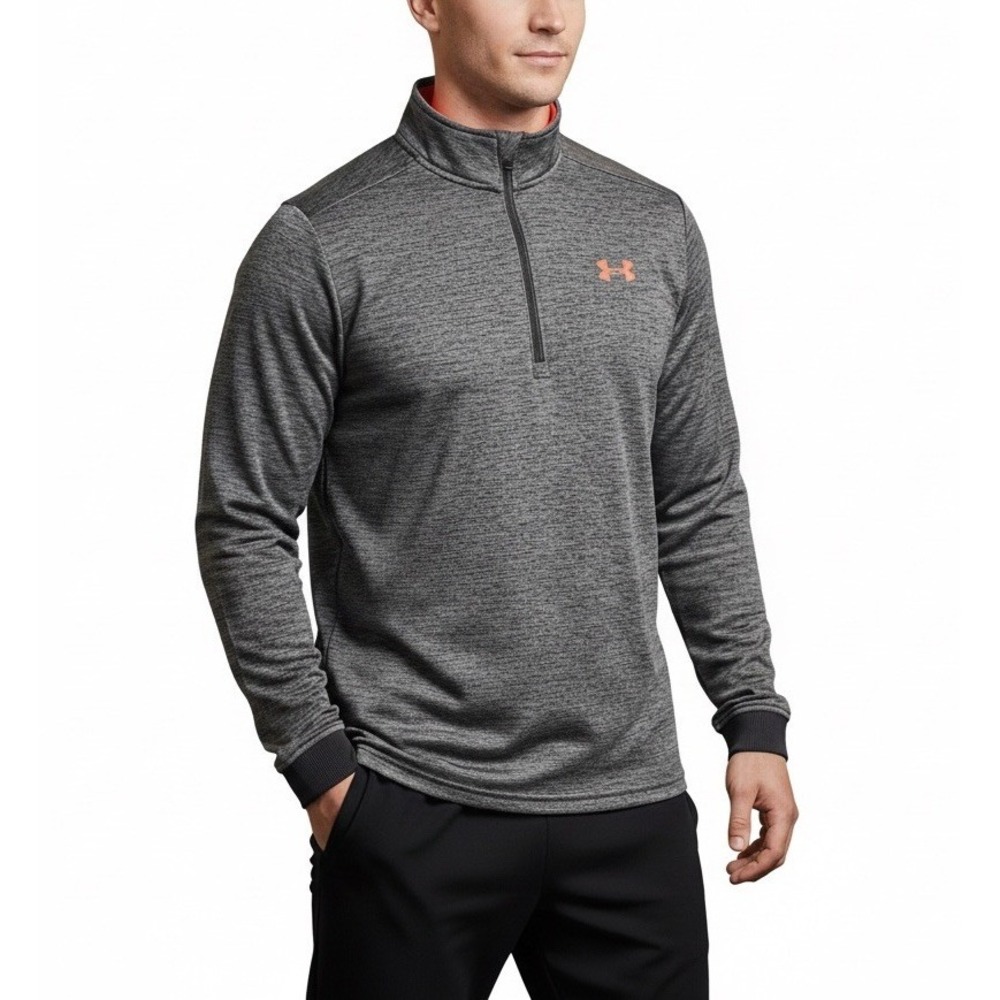 Under Armour Mens 1/4 Zip Heather Gray Fleece Pullover Jacket Small